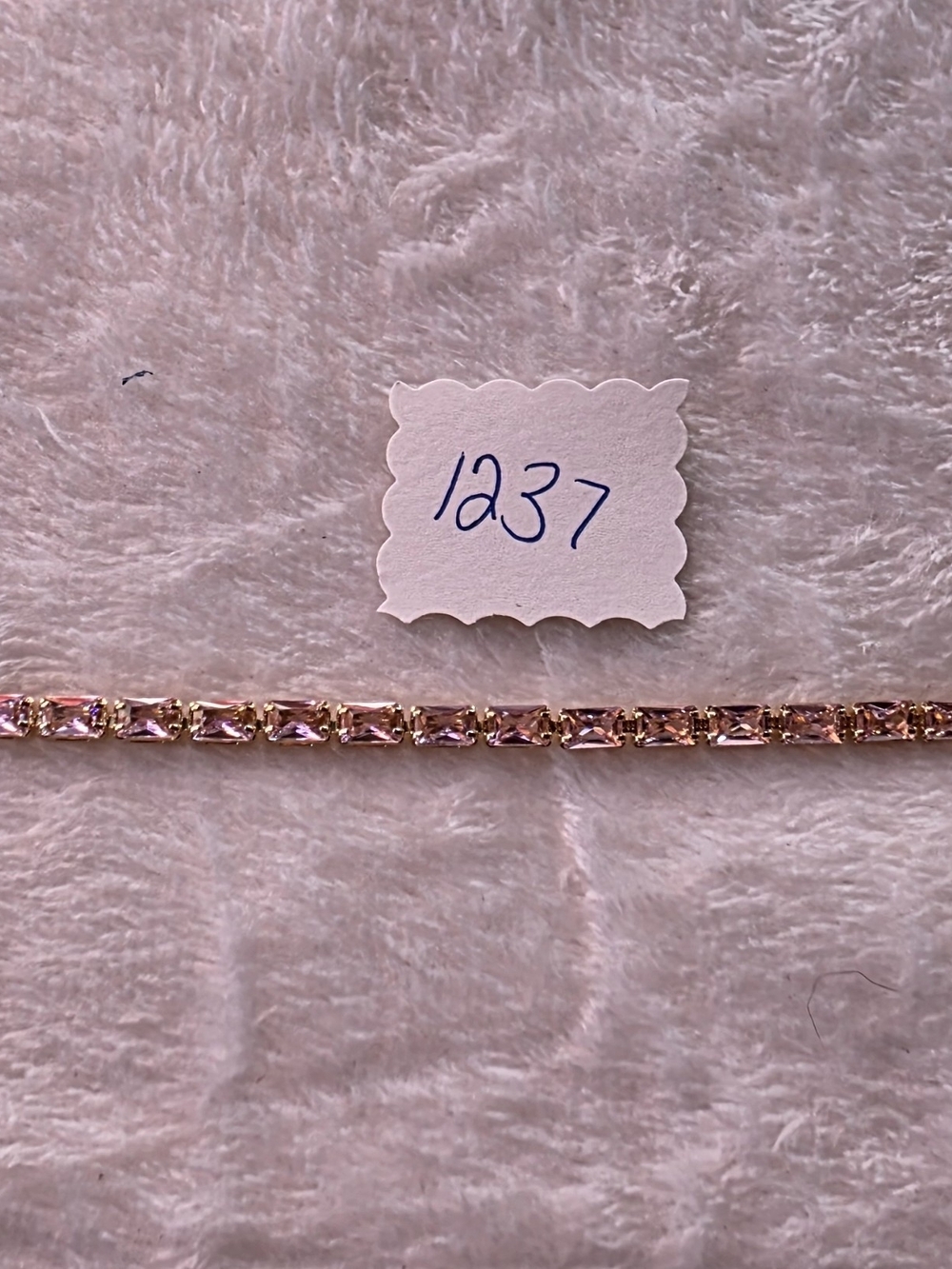 Pink Stone Tennis Bracelet in Gold-tone - Picture 2 of 3